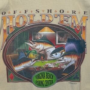 Y2K Viginia Beach Fishing Center “OffShore Hold’em” Graphic T-Shirt (XL)